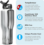 HYDROWION Water Bottle Stainless Steel,Vacuum Insulated Leak Proof Tumbler 32oz with Straw Lid, Spout Lid and Flex Cap(Cold for 48 Hrs, Hot for 24 Hrs), Fit in Any Car Cup Holder, Marbling