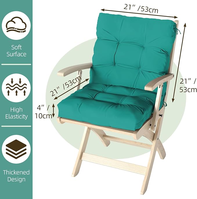 Outdoor Chair Cushions Set of 2, High Back Soft Seat Pad - Image 9