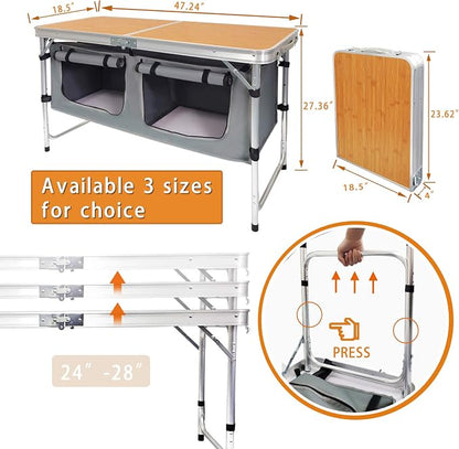 Folding Camping Table with Storage Lightweight Camp Tables Portable - Image 2