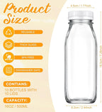 Suclain 10 Pcs 16 oz Glass Juice Bottle with Lids, Clear Reusable Milk Container for Refrigerator, Airtight Heavy Duty Dispenser Drinking Jar for Beverage, Oat, Honey Storage Supply