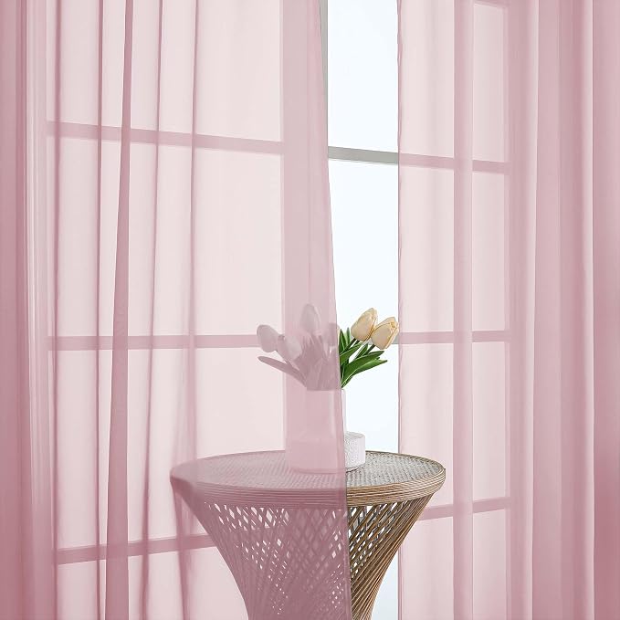 Chyhomenyc Blush Pink Sheer Curtains 84 Inches Long 2 Panels, Light Filtering - Image 9