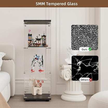 Display Cabinet with Glass Door and Lock, 3-Shelf Fast Installation Curio - Image 5