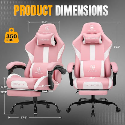 GTPLAYER Gaming Chair with Pocket Spring Cushion, Leather Office Chair with - Image 3