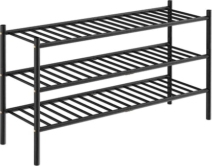 ROMGUAR CRAFT 3-Tier Bamboo Long Shoe Rack, Free Standing Wood Shoe Shelf - Image 7