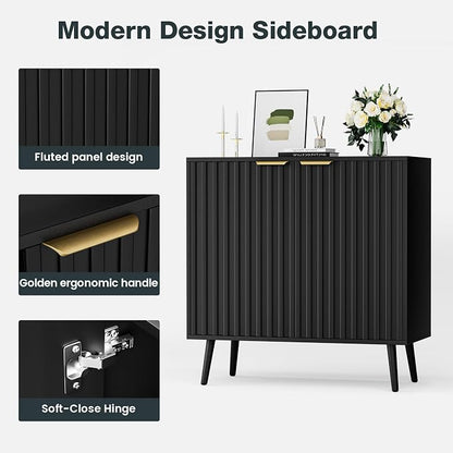 Vrullu Modern Storage Cabinet, Wood Accent Cabinet - Image 5