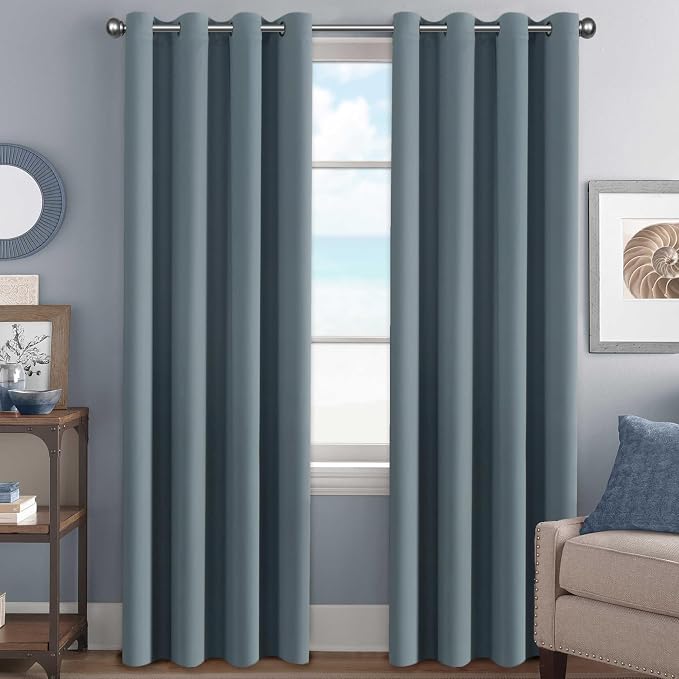 H.VERSAILTEX Stone Blue Blackout Curtains by HVERSAILTEX