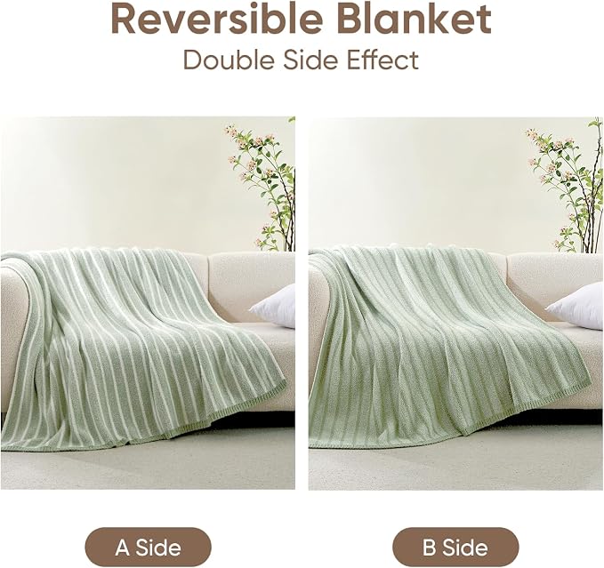 Snuggle Sac Ultra Soft Throw Blanket, Sage Green, Cozy Knitted Ribbed, Fuzzy - Image 5