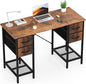 Sweetcrispy Computer Desk with Drawers, 47 Inch Home Office Bedroom Table with by Sweetcrispy