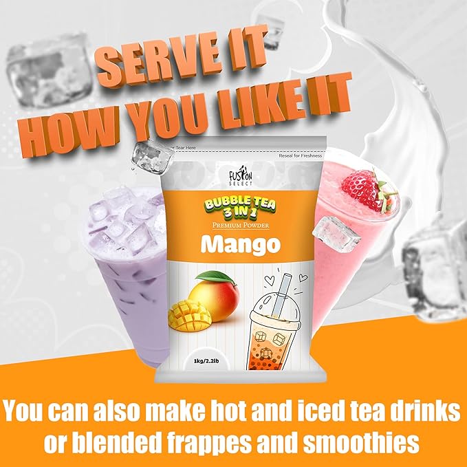 Fusion Select 2.2lb Tea Powder Blueberry Tea Flavored-3-in-1 Drink Powder with Cream & Sugar - Instant Pre-Mixed Beverage for Hot or Cold Blends or Yummy Frappes