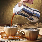 Induction Moka Pot, Stainless Steel, Stovetop Espresso Coffee Maker, 4 Cup/200ml/7.0oz, Easy to Use and Clean, Camping Home Use | for Mocha Cappuccinos, Lattes
