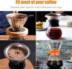 Pour Over Coffee Filter 2PCS, Stainless Steel Coffee Filter, Paperless Reusable Cone Coffee Dripper