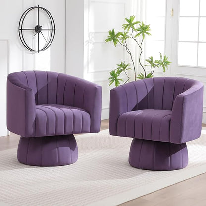 Swivel Accent Barrel Chair Set of 2, Cute Comfy Small Round 360° Arm Chair by YUUIJOAA