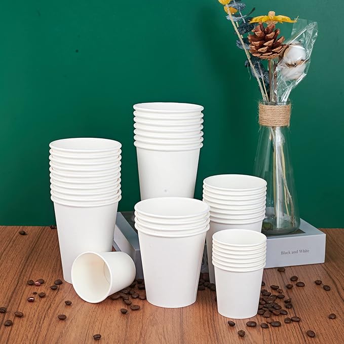 LITOPAK 240 Pack 12 oz Disposable Paper Coffee Cup, White Paper Hot Coffee Cups, Suitable for Party, Picnic, Travel, and Events