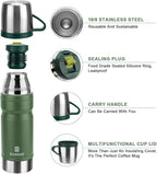 Vacuum Insulated Water Bottle Thermo Water Flask with Cup 680ml/23oz Stainless Steel Thermal Water Bottles Thermo for Hot and Cold Drinks Coffee Water(Green,Single)