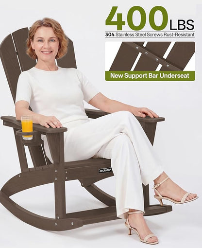 Outdoor Oversized Adirondack Rocking Chairs, All Weather HDPE Patio Rocking - Image 5
