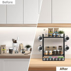 Coffee Bar Organizer, 3 Tier Station for Countertop, Mug Cup Holder Stand With 28 K Cup Storage and 12 Hooks for Kitchen, Home & Office, Black