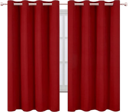 Red Blackout Curtains 66 x 63 Inch Length/Set of 2 Curtain Panels/Thermal - Image 2