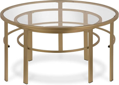 Henn&Hart Round Nested Coffee Table in Brass, Coffee Table coffee tables - Image 12