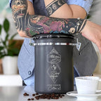 Coffee Canister – Airtight Stainless Steel Storage Container with Date Tracker & Scoop, Sealed Jar for Grounds, Beans, Tea, Flour, Cereal, and Sugar (Gray Home, 22OZ)