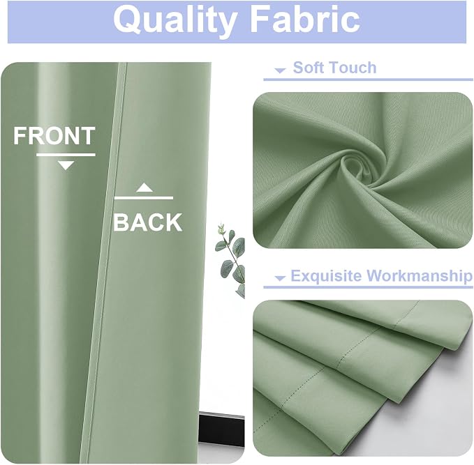 Simplebrand Ava Light Green Short 36 Inches Blackout Curtain 2 Panels Set - Image 3