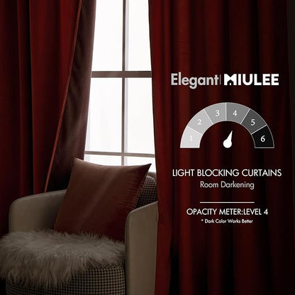 MIULEE Velvet Curtains Extra Wide 72x84 inches Fall Burnt Orange Curtains | - Image 5