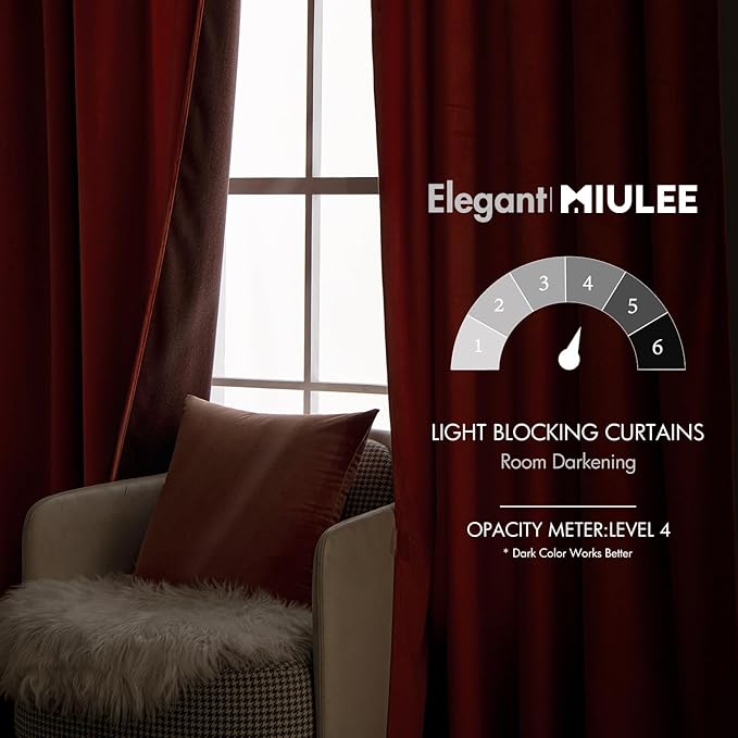 MIULEE Velvet Curtains Extra Wide 66x84 inches Fall Burnt Orange Curtains | - Image 5