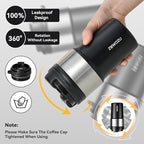 Insulated Travel Coffee Tumbler Mug - Ceramic Inner Wall Reusable Iced Coffee Cups Bottle with Lids, Stainless Steel Insulated Cold Brew Water Tumbler with Straw, BPA Free 16 Oz Water Bottle