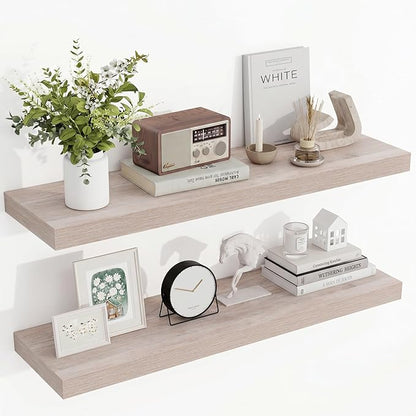 Acovy 36 Inch Floating Shelves, 3D Textured Wood Grain, Wooden Shelves by Acovy