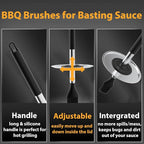 Geesta Adjustable Sauce Pot and Basting Brush Set, Long Stainless Steel Basting Brush for Cooking, Smoking, Fathers Day Grilling Gifts for Men Smoker Accessories, Large Capacity Grilling Tools, 1 Pack