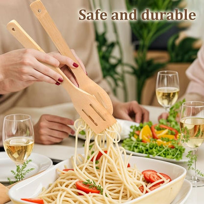 HANSGO Bamboo Wooden Spoons for Cooking 6-Piece, Nonstick Bamboo Kitchen Utensils Set Wood Spatulas Spoons for Daily Use, Housewarming Gifts