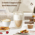 Milk Frother Warmer 3in1 Electric Milk Steamer Stainless Steel Foam Maker, 12oz Hot Cold Frothing, Thick Foam for Macchiatos, Cappuccinos (Black)