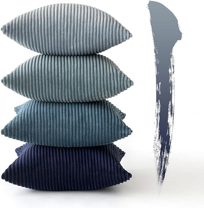 MIULEE Soft Corduroy Decorative Throw Pillow Covers Blue Navy Series 20x20 | - Image 4