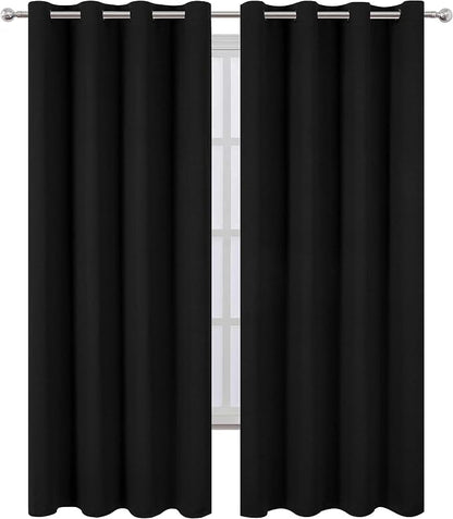 Blackout Curtains 52 x 84 inches Long Black Curtains Set of 2 Panels Thermal - Image 2