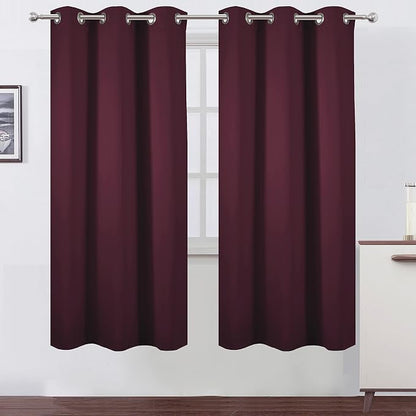 Burgundy Red Blackout Curtains/42 x 72 Inch/Set of 2 Panels Room Darkening by Lemomo
