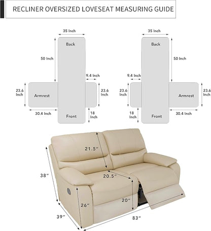 Easy-Going Oversized Loveseat Recliner Cover, Reversible Couch Cover - Image 6