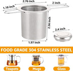 4 PCS Tea Strainer with Lid 304 Stainless Steel Tea Infuser Basket for Loose Tea Extra Fine Mesh Tea Diffuser Long Handle Tea Strainers Filters for Hanging on Teapots Mugs Cups