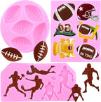 Mujiang Ball Silicone Molds Rugby Football Fondant Molds Sports Theme Molds For Cake Decorating Chocolate Gum Paste Candy Polymer Clay Set Of 3