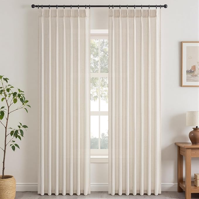 Topfinel Pinch Pleated Curtains 90 Inches Long 2 Panels Set, Ivory Beige Semi - Image 9
