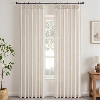 Topfinel Pinch Pleated Curtains 90 Inches Long 2 Panels Set, Ivory Beige Semi - Image 9