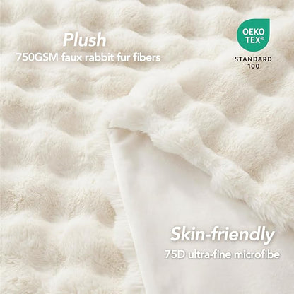 L'AGRATY Faux Rabbit Fur Throw Blanket - Image 5