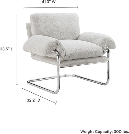 Modway Ansel Boucle Accent Chair in Newsprint - Image 3