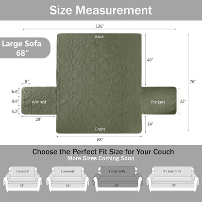 Quilted Olive Green Sofa Slipcovers - Image 7