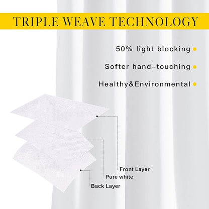 NICETOWN Pure White Curtains 2 Panels 84 inches Long - Image 3