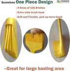 Massive Silicone Pastry Basting Brush, One-Piece Design, W/3.5" L/8.5", Heat Resistant Kitchen Brush for Baking, Grilling, Basting Oil, Butter, BBQ Sauce, Marinade, Dishwasher Safe, 1Pcs Yellow