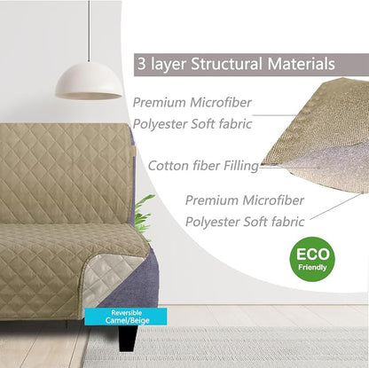 U-NICE HOME Futon Sofa Covers 68''Armless Couch Cover, Light Camel/Beige | - Image 3