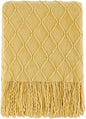 BOURINA Mustard Throw Blanket 60x80 Inches Throw Textured Solid Soft Sofa Throw by BOURINA