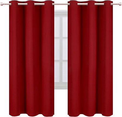 Red Thermal Blackout Curtains/42 x 72 Inch/Set of 2 Panels Room Darkening - Image 2