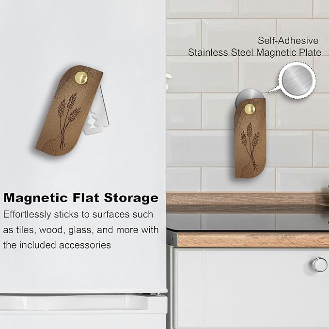 Magnetic Bread Lame Sourdough Scoring Tool Easy Scoring Knife for Bread Baking Scorer Cutter for Homemade Slashing with 10 Razor Blades - Storage Bag Included - Ergonomic Handle - Black Walnut