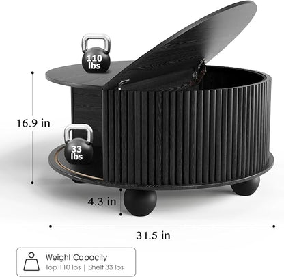 JOINICE Black Round Coffee Table - Image 2
