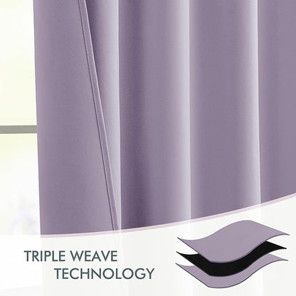 MIULEE Lilac Back Tab Blackout Curtains 52x120 Inch Long 2 Panels Set | Rod - Image 7